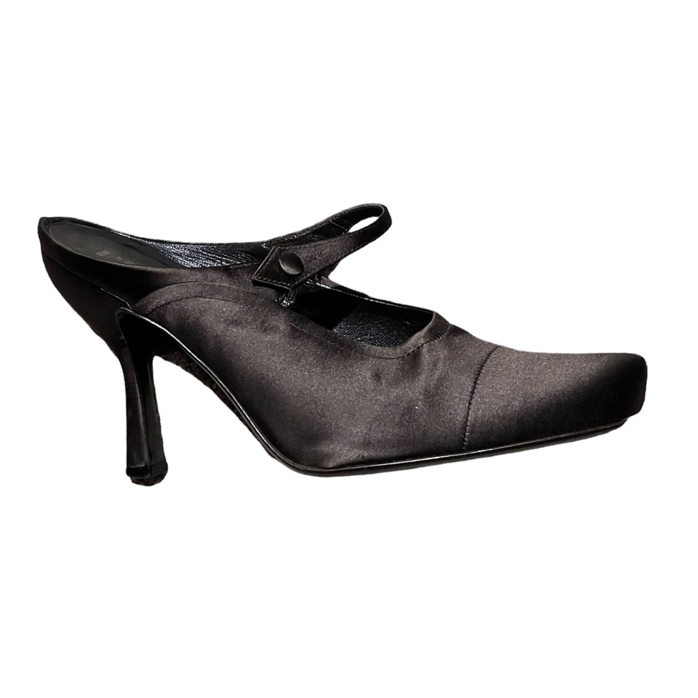 Prada Elegant Deep Green/Grey Satin Heels